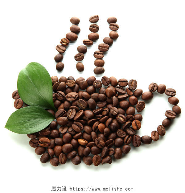 白底咖啡豆咖啡杯子图形